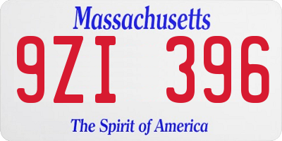 MA license plate 9ZI396