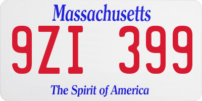 MA license plate 9ZI399
