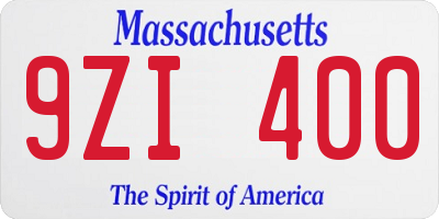 MA license plate 9ZI400
