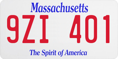 MA license plate 9ZI401