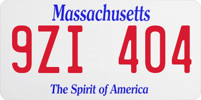 MA license plate 9ZI404