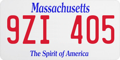 MA license plate 9ZI405