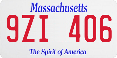 MA license plate 9ZI406