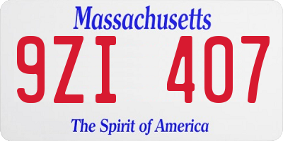 MA license plate 9ZI407