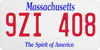 MA license plate 9ZI408