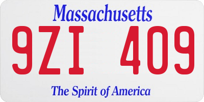 MA license plate 9ZI409