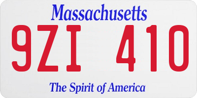 MA license plate 9ZI410