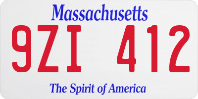 MA license plate 9ZI412