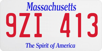 MA license plate 9ZI413