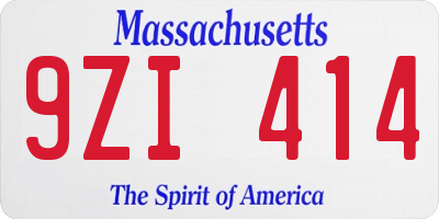 MA license plate 9ZI414