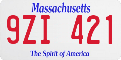 MA license plate 9ZI421