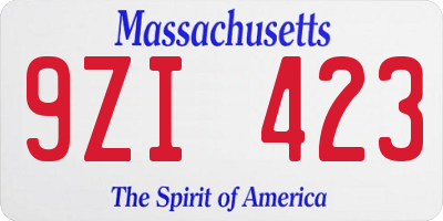 MA license plate 9ZI423