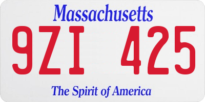 MA license plate 9ZI425