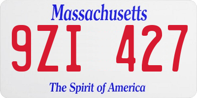 MA license plate 9ZI427