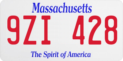 MA license plate 9ZI428