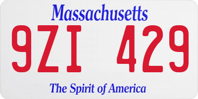 MA license plate 9ZI429
