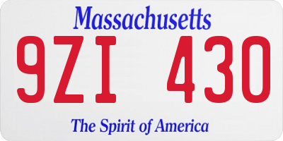 MA license plate 9ZI430