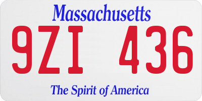 MA license plate 9ZI436