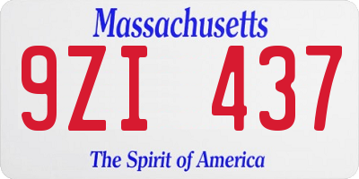 MA license plate 9ZI437