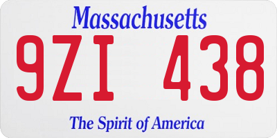 MA license plate 9ZI438