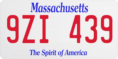 MA license plate 9ZI439