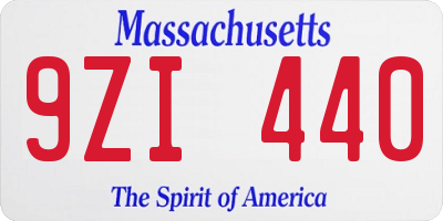 MA license plate 9ZI440