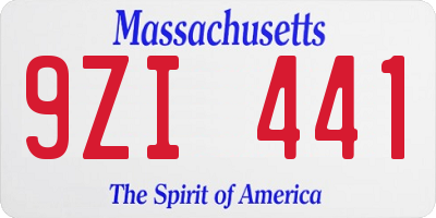 MA license plate 9ZI441