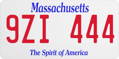 MA license plate 9ZI444