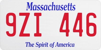 MA license plate 9ZI446
