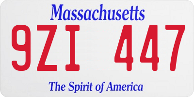 MA license plate 9ZI447