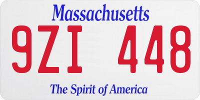 MA license plate 9ZI448