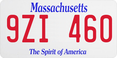 MA license plate 9ZI460