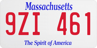 MA license plate 9ZI461