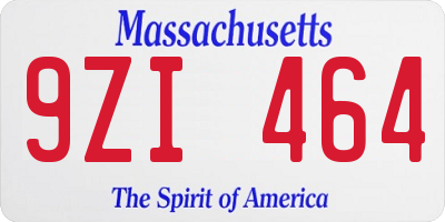 MA license plate 9ZI464