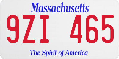 MA license plate 9ZI465