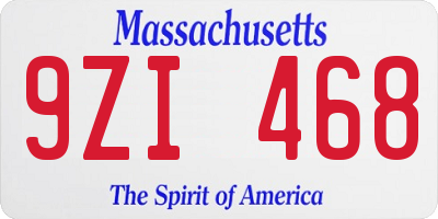 MA license plate 9ZI468