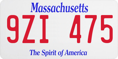 MA license plate 9ZI475