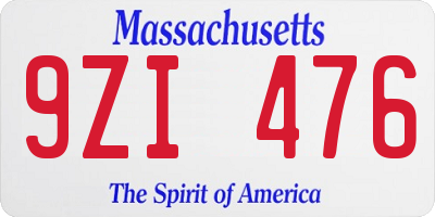 MA license plate 9ZI476