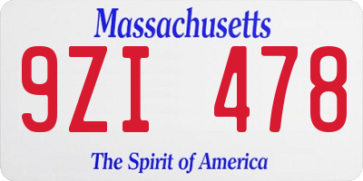 MA license plate 9ZI478