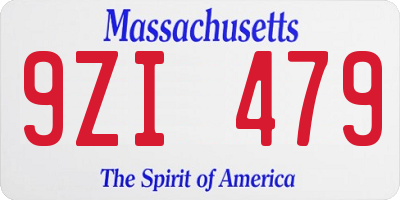 MA license plate 9ZI479