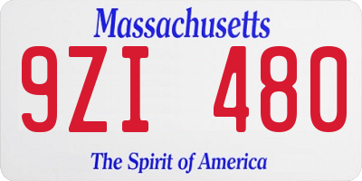 MA license plate 9ZI480