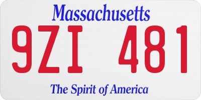 MA license plate 9ZI481