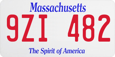 MA license plate 9ZI482