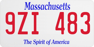 MA license plate 9ZI483