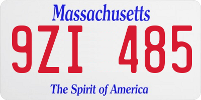 MA license plate 9ZI485