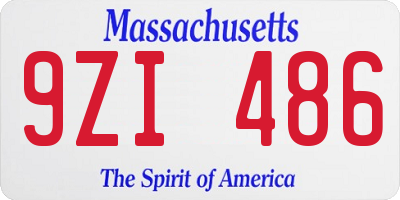 MA license plate 9ZI486