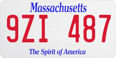 MA license plate 9ZI487