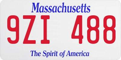 MA license plate 9ZI488