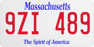 MA license plate 9ZI489