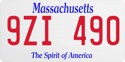 MA license plate 9ZI490